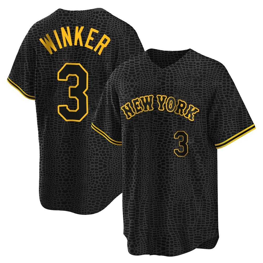 Replica Jesse Winker Men's New York Mets Black Snake Skin City Jersey Replica Jesse Winker Men's New York Mets Black Snake Skin City Jersey